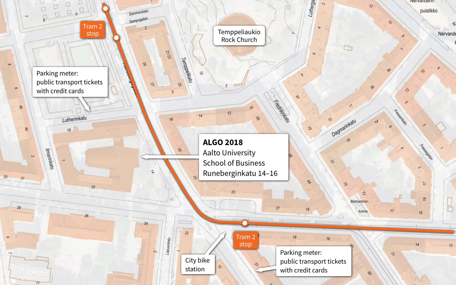 Map of ALGO 2018 venue and neighborhood